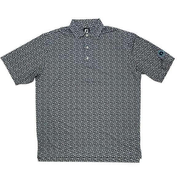 FootJoy FJ Polo Shirt XL Floral Short Sleeve Golf Medallion The Club Logo - Picture 1 of 12